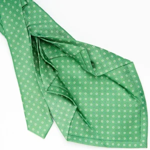 Green 7 Fold Sartorial Silk Tie - Small Flower Pattern>E.Marinella Outlet