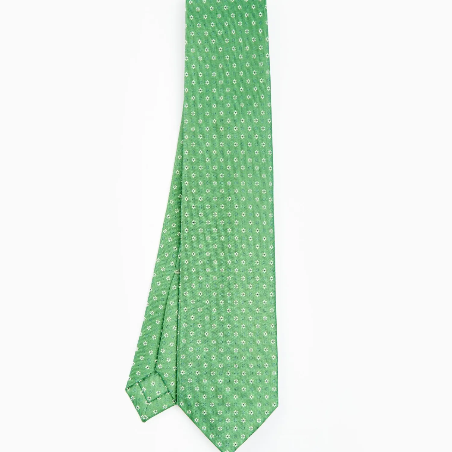 Green 5 Fold Sartorial Silk Tie - Small Flower Pattern>E.Marinella Best Sale