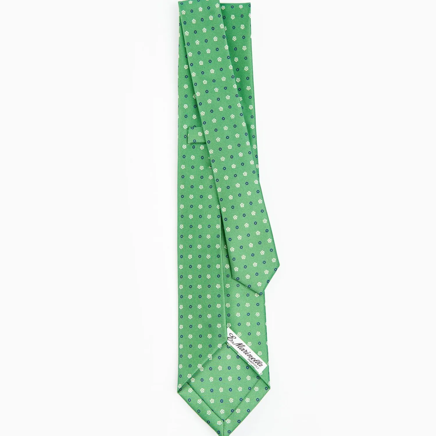 Green 5 Fold Sartorial Silk Tie - Small Flower Pattern>E.Marinella Cheap