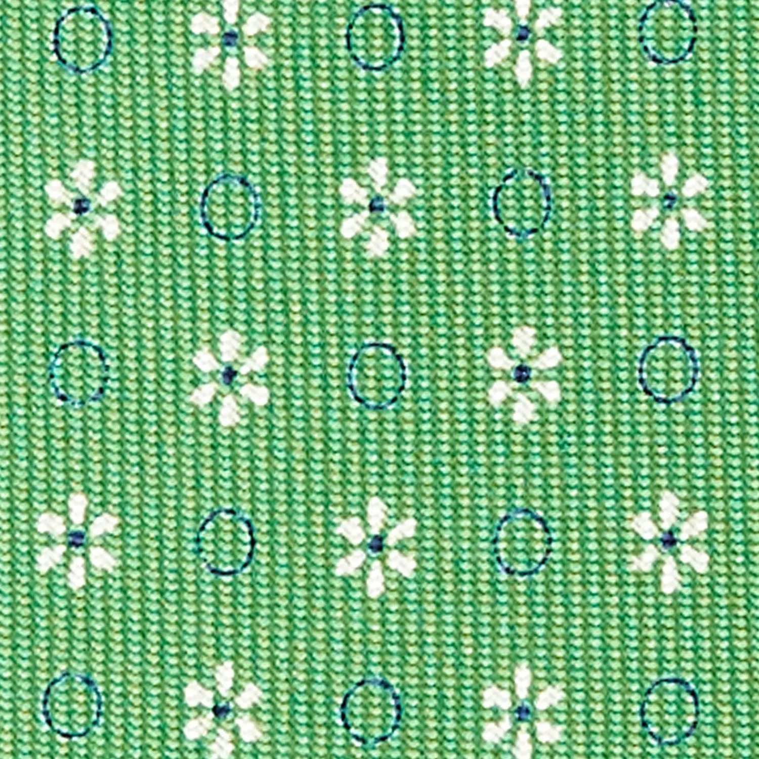 Green 7 Fold Sartorial Silk Tie - Small Flower Pattern>E.Marinella Outlet