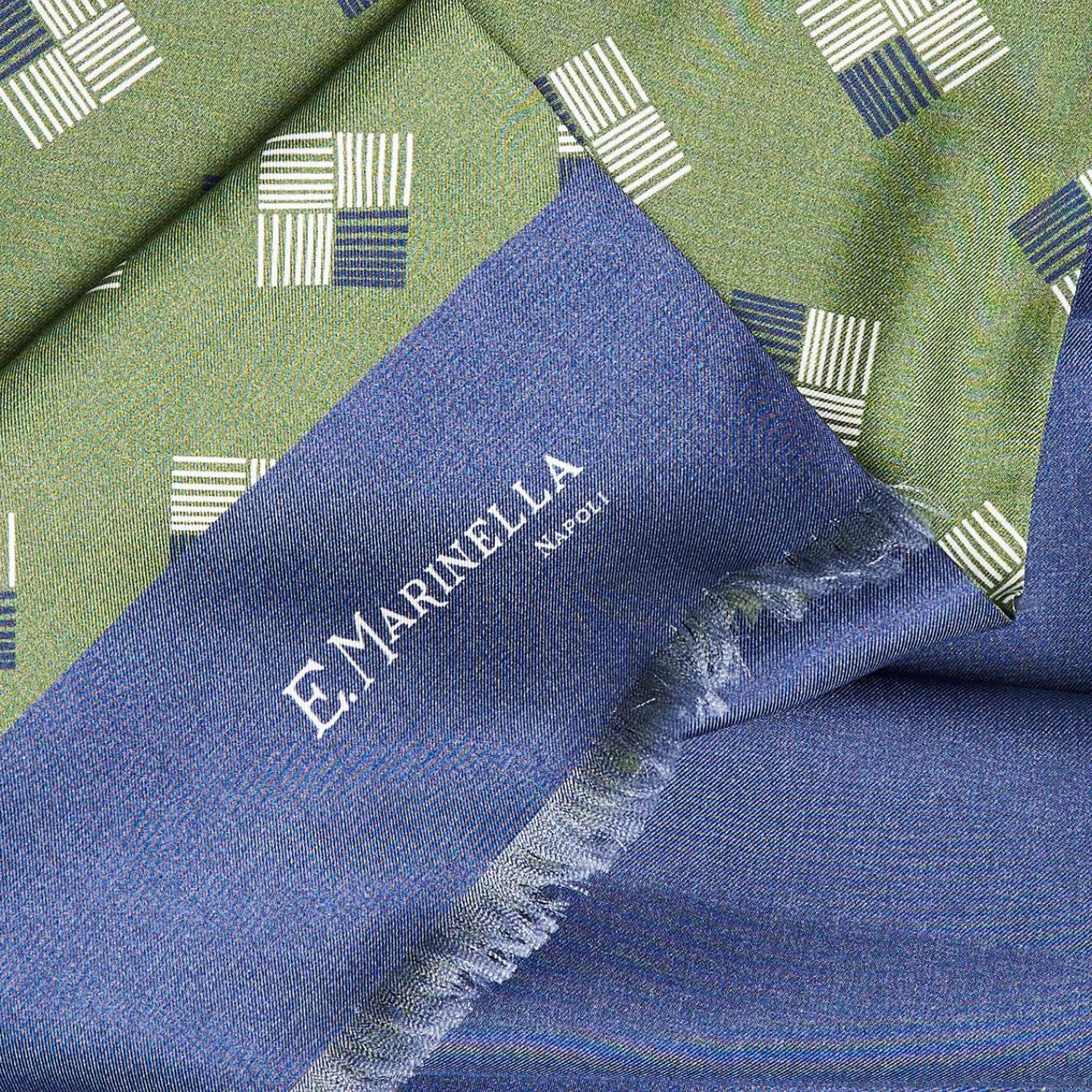 Green And Blue Double Silk Scarf>E.Marinella Fashion