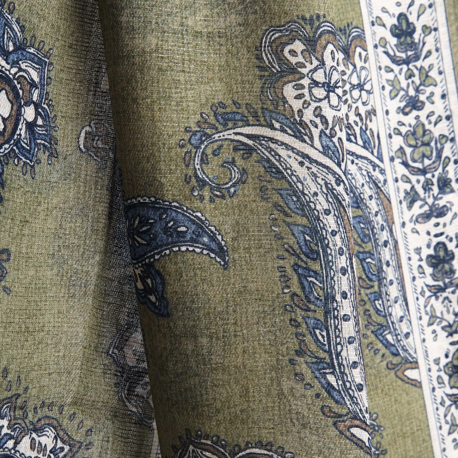 Green Cotton And Linen Scarf - Paisley Pattern>E.Marinella Hot