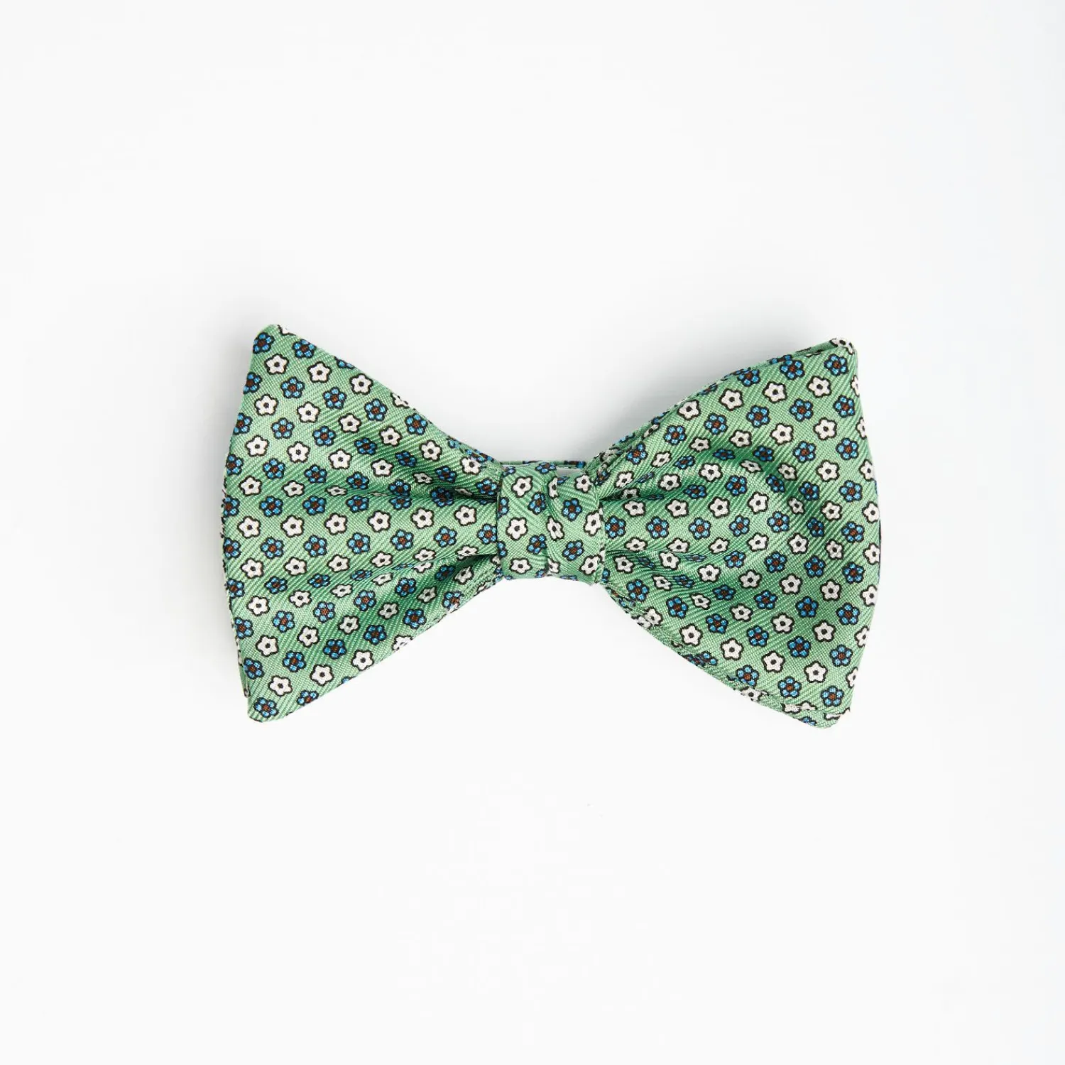 Green Pre-Knotted Silk Bowtie - Small Flower Pattern>E.Marinella New