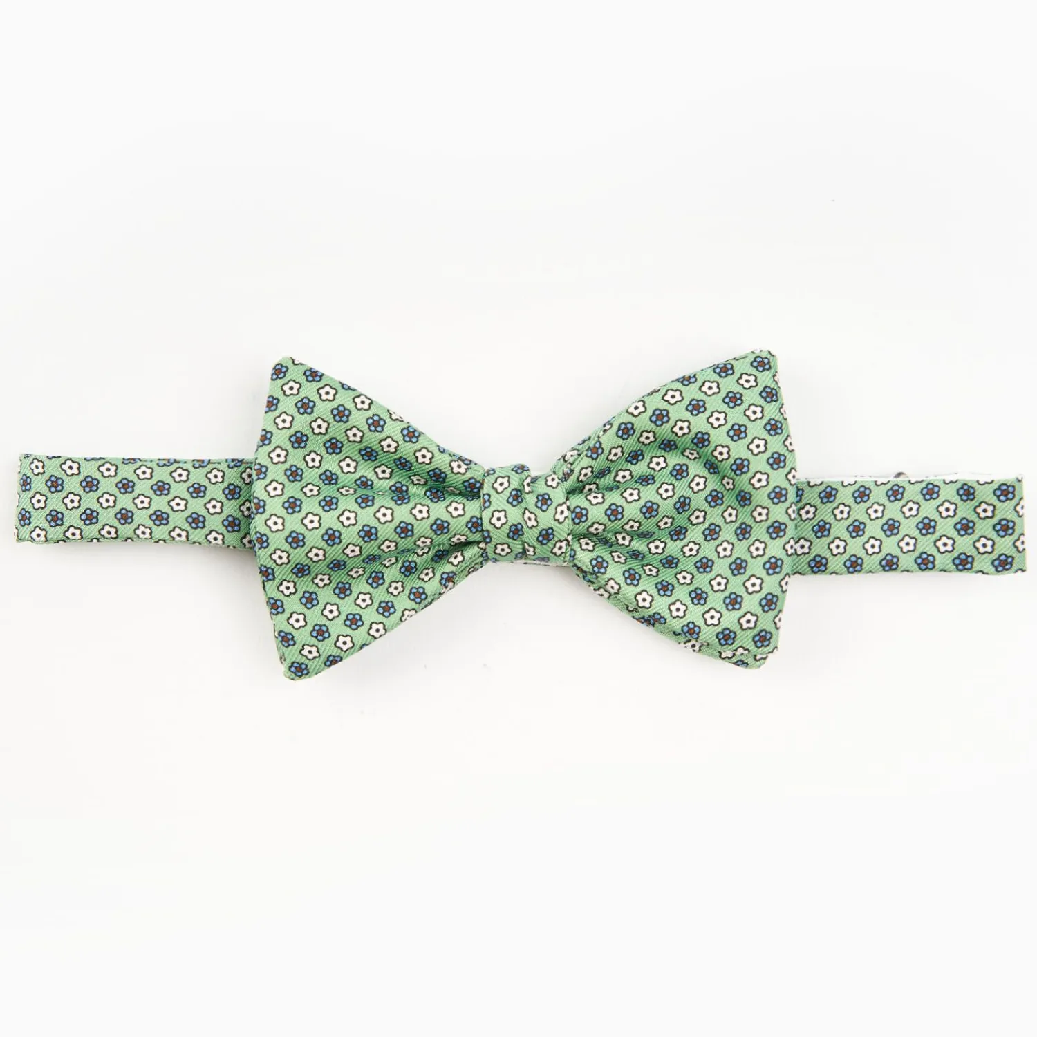 Green Pre-Knotted Silk Bowtie - Small Flower Pattern>E.Marinella New