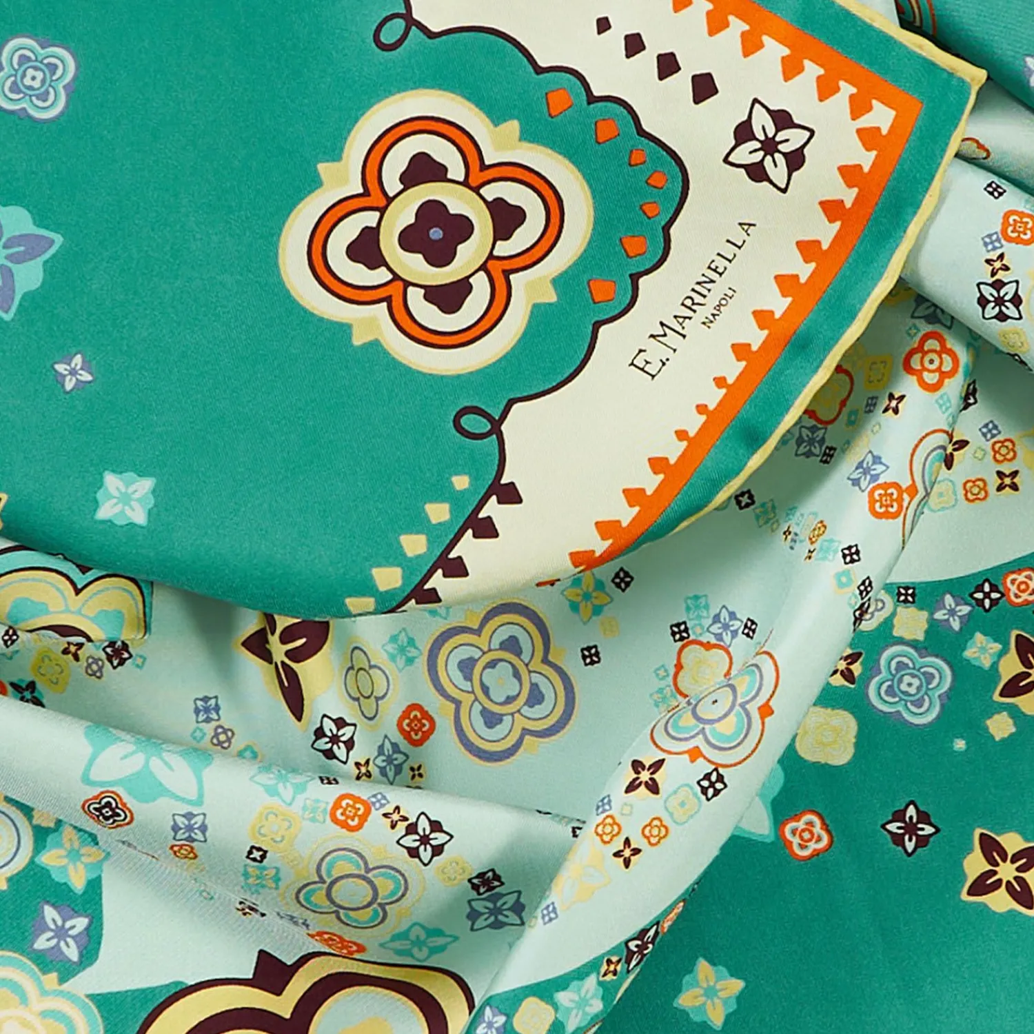 Green Silk Scarf 90 - World Of Archivio Flowers 1961>E.Marinella Fashion