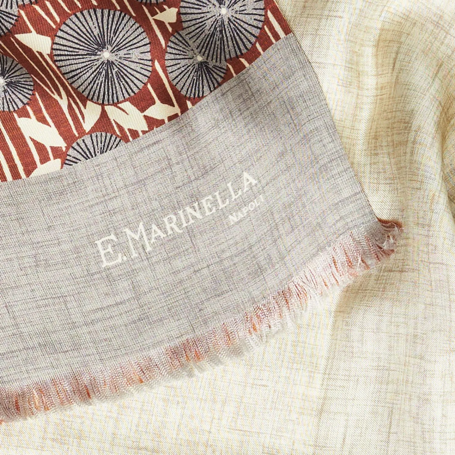Grey And Light Brown Double Silk Scarf>E.Marinella Online