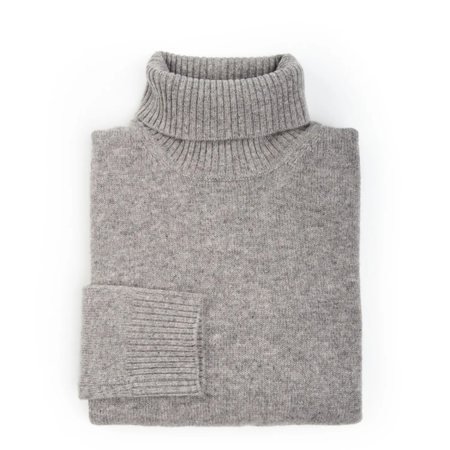 Grey Cashmere Turtleneck>E.Marinella New