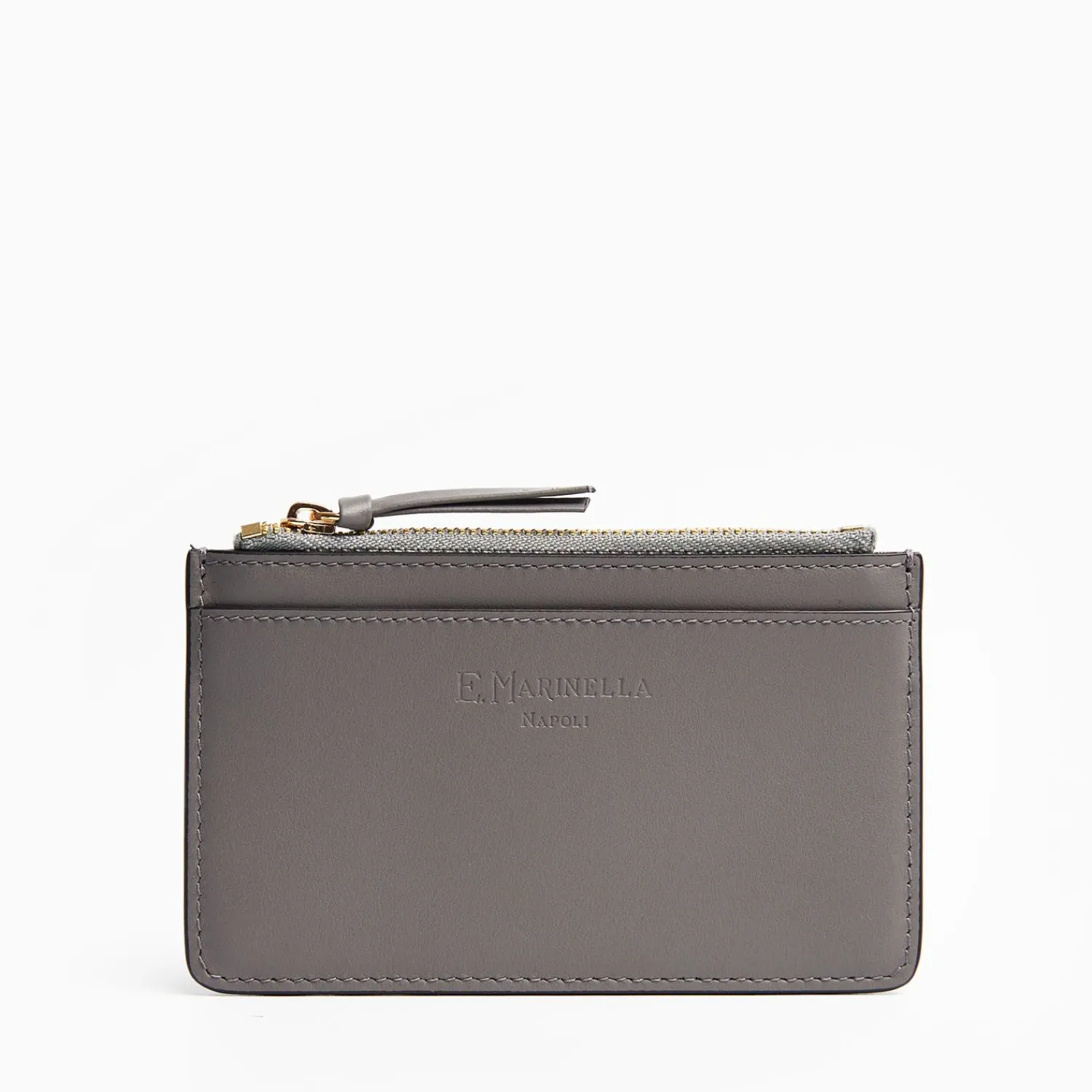 Grey Leather Zip Credit Card Holder>E.Marinella Best Sale