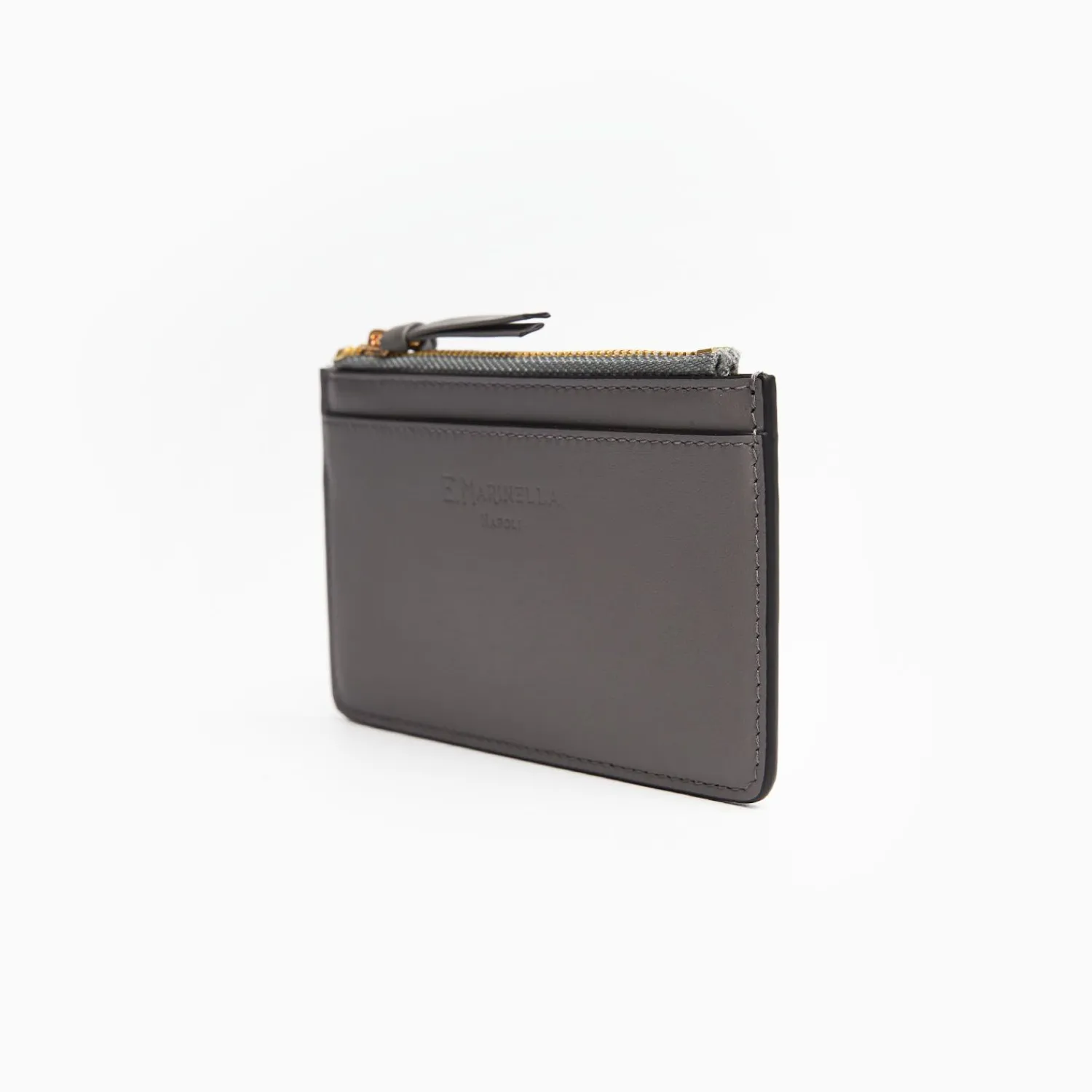 Grey Leather Zip Credit Card Holder>E.Marinella Best Sale