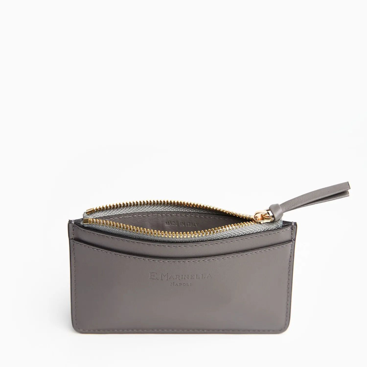 Grey Leather Zip Credit Card Holder>E.Marinella Best Sale