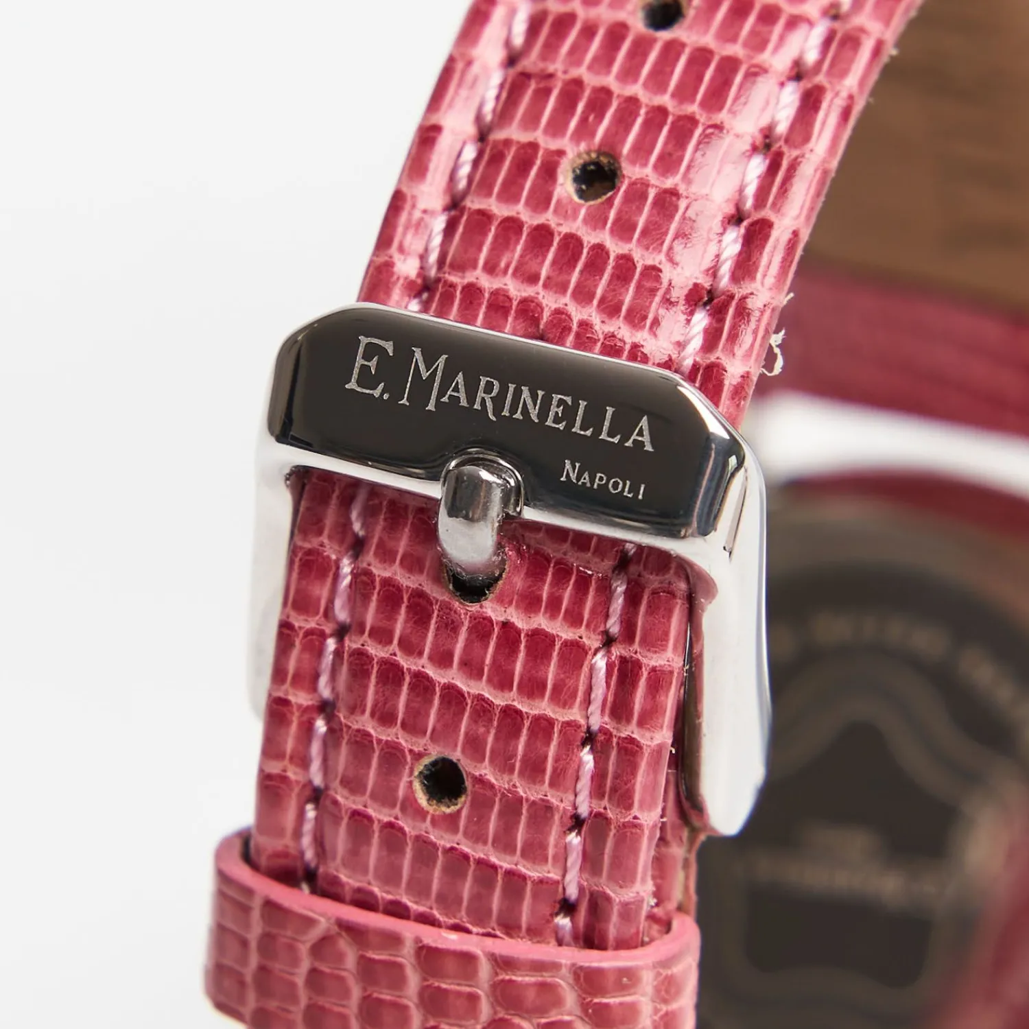 Lady'S Pink Leather Watch With Floral Dial>E.Marinella Fashion