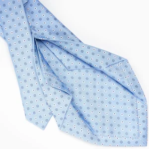 Light Blue 5 Fold Sartorial Silk Tie - Small Flower Pattern>E.Marinella Clearance