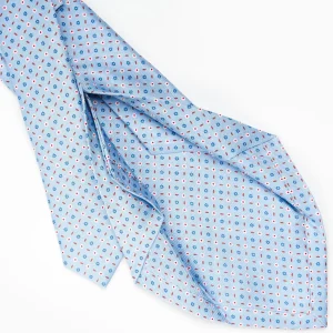 Light Blue 5 Fold Sartorial Silk Tie - Small Flower Pattern>E.Marinella Flash Sale