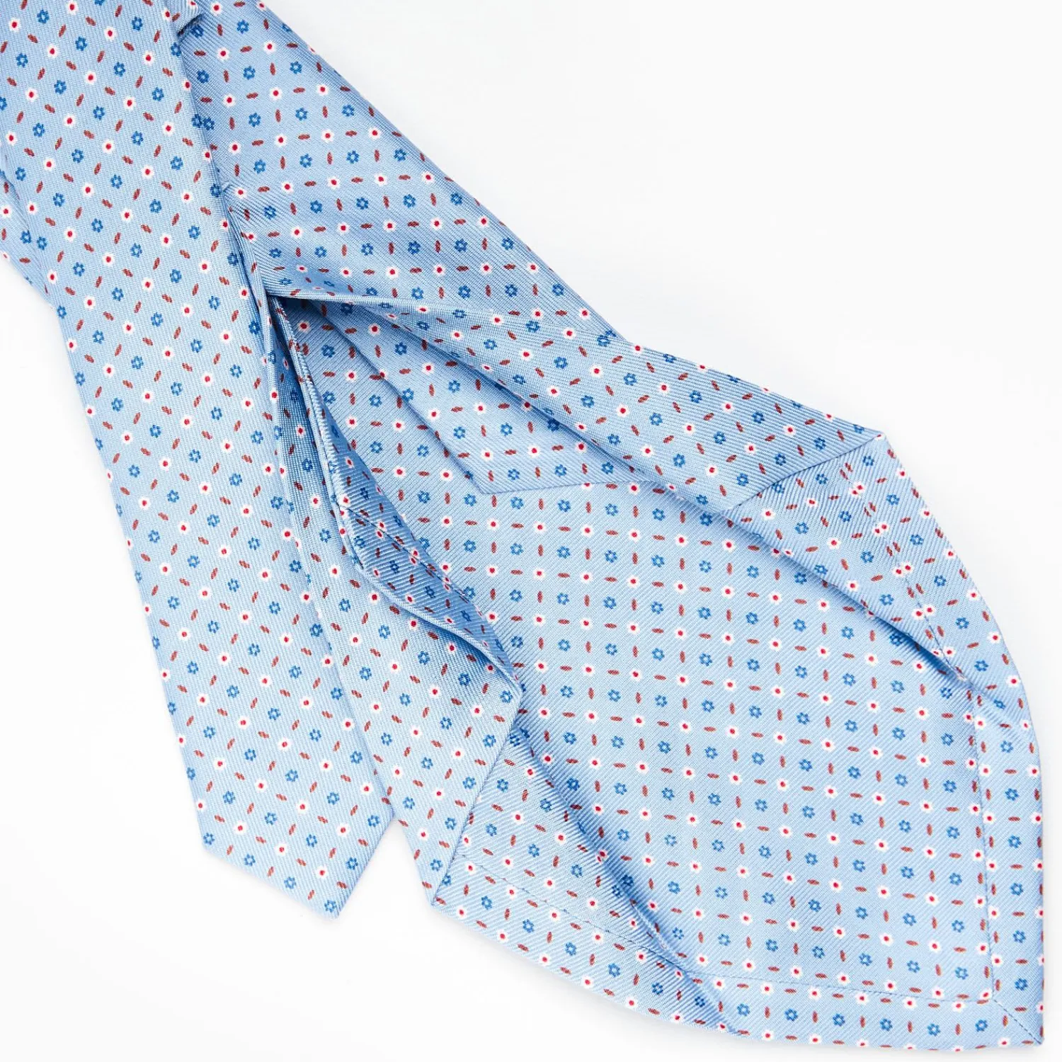Light Blue 5 Fold Sartorial Silk Tie - Small Flower Pattern>E.Marinella Flash Sale