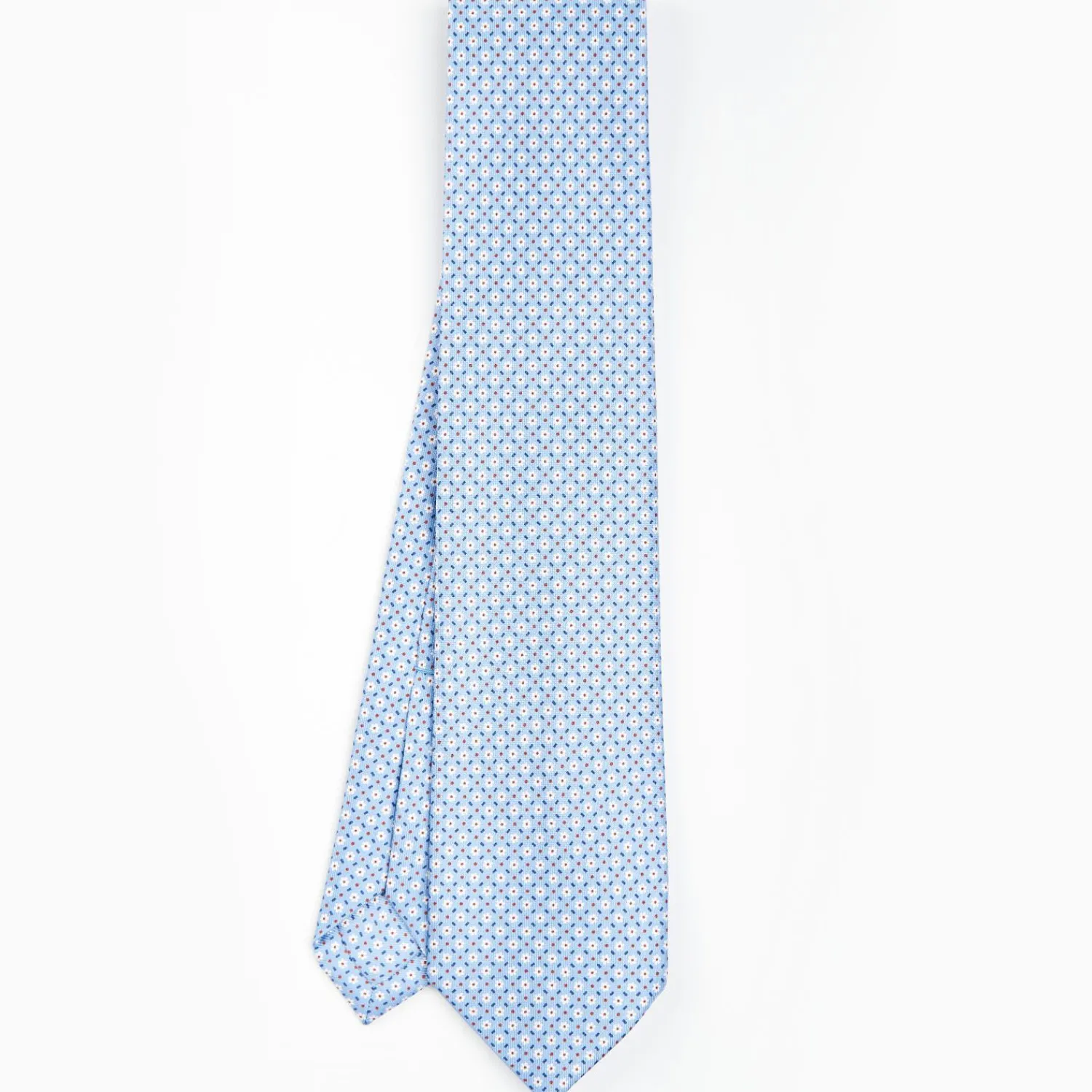 Light Blue 5 Fold Sartorial Silk Tie - Small Flower Pattern>E.Marinella Hot