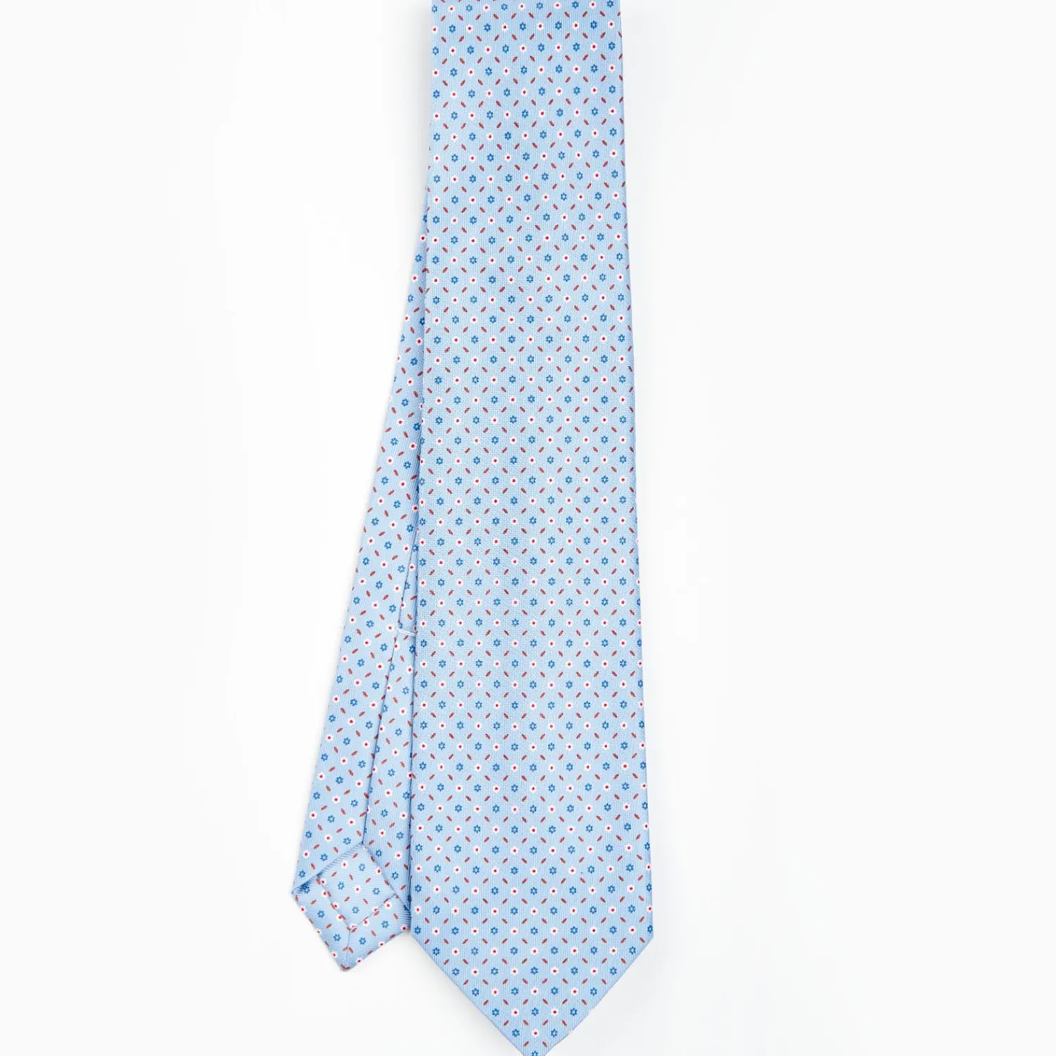Light Blue 5 Fold Sartorial Silk Tie - Small Flower Pattern>E.Marinella Flash Sale
