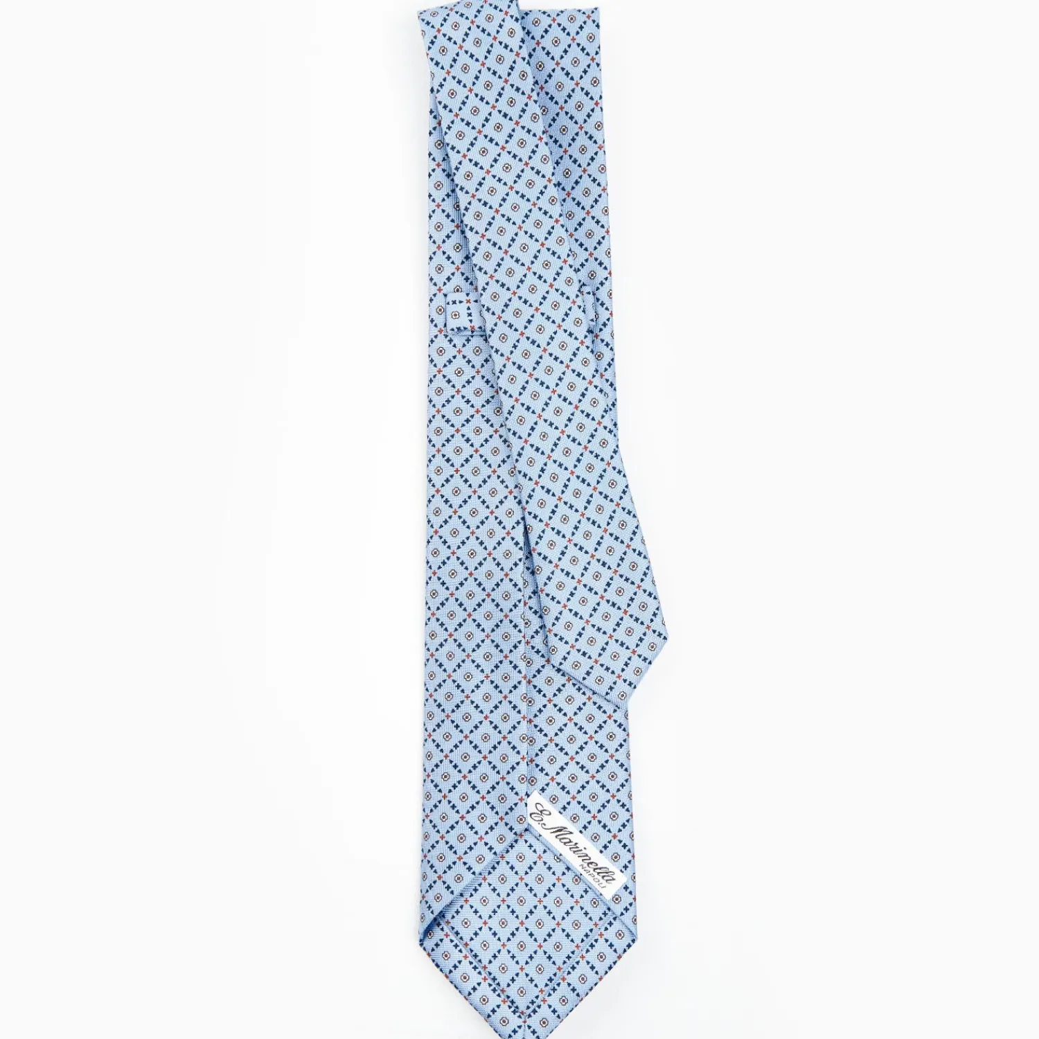 Light Blue 5 Fold Sartorial Silk Tie - Small Flower Pattern>E.Marinella Outlet