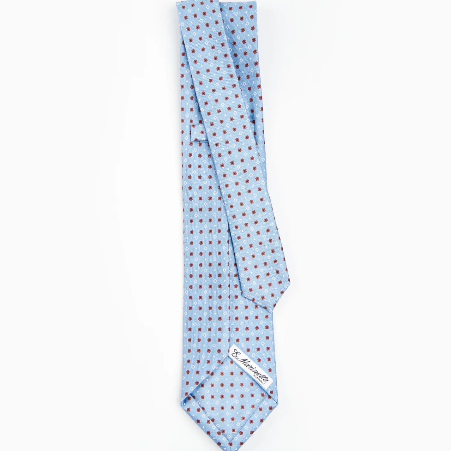Light Blue 5 Fold Sartorial Silk Tie - Small Flower Pattern>E.Marinella Best Sale