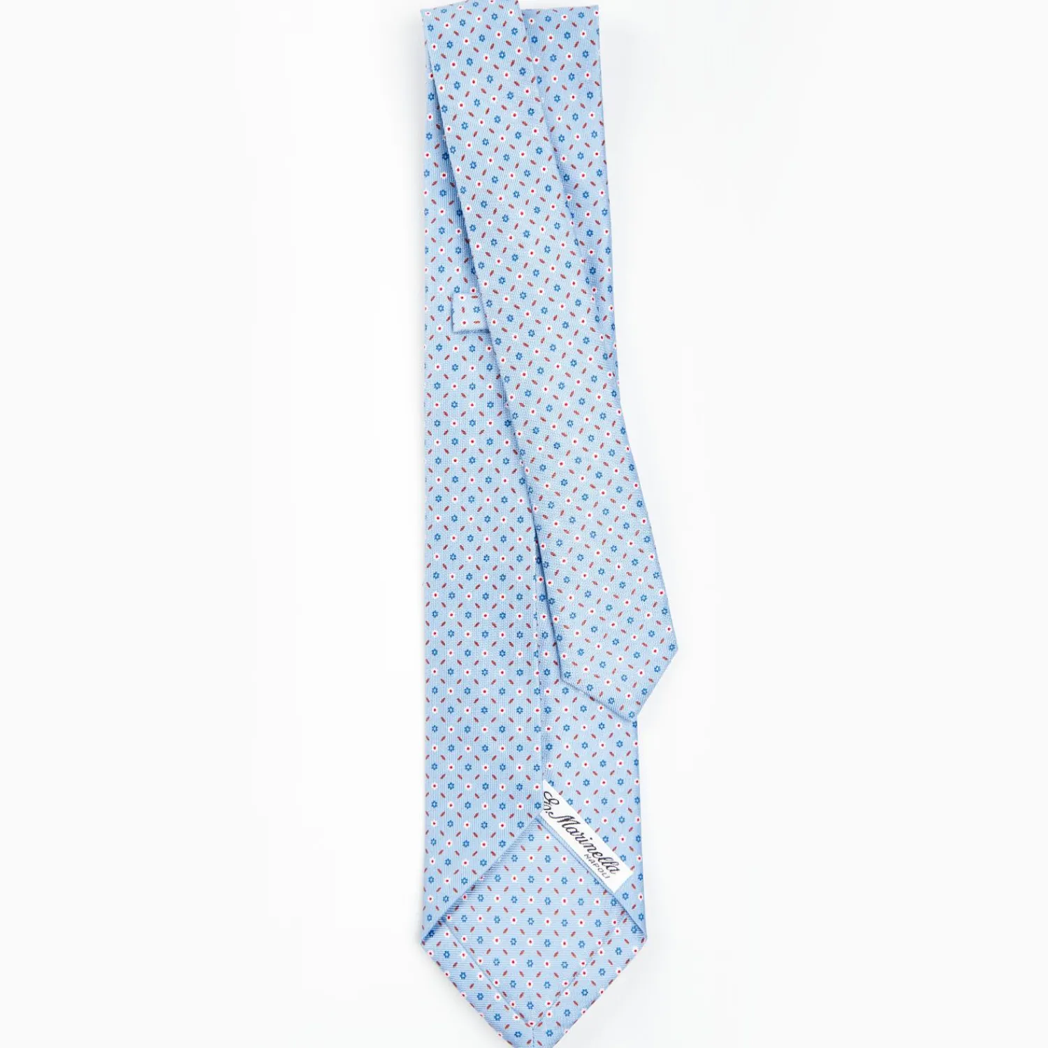 Light Blue 5 Fold Sartorial Silk Tie - Small Flower Pattern>E.Marinella Flash Sale