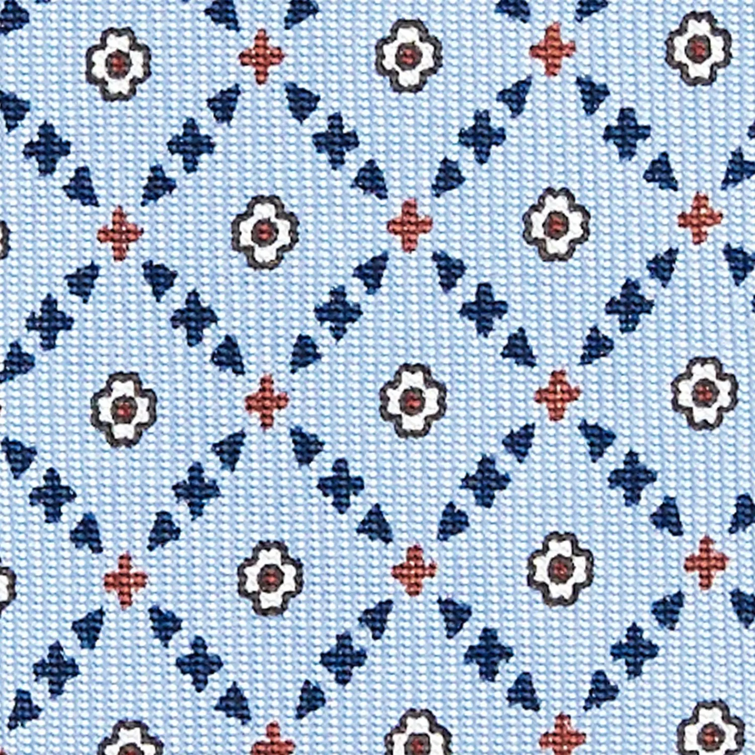 Light Blue 5 Fold Sartorial Silk Tie - Small Flower Pattern>E.Marinella Outlet