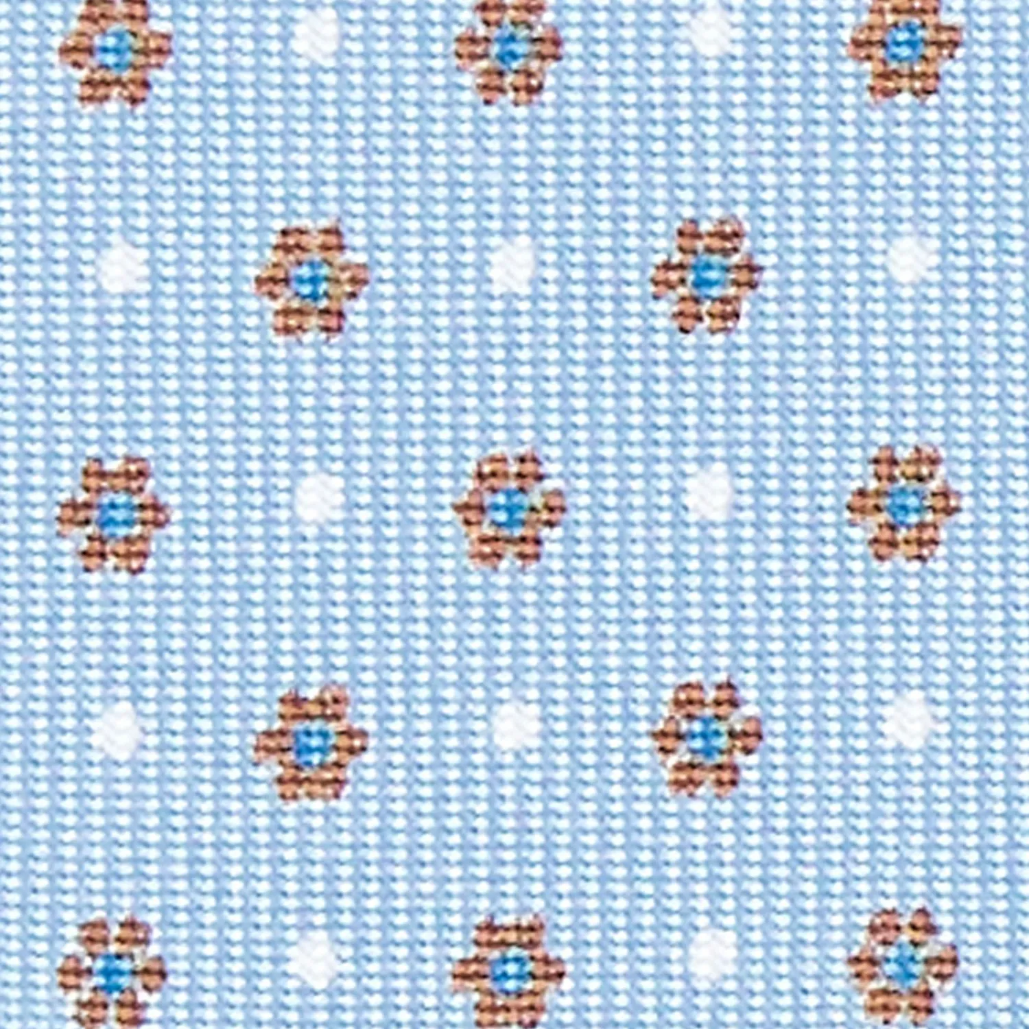 Light Blue 5 Fold Sartorial Silk Tie - Small Flower Pattern>E.Marinella Shop