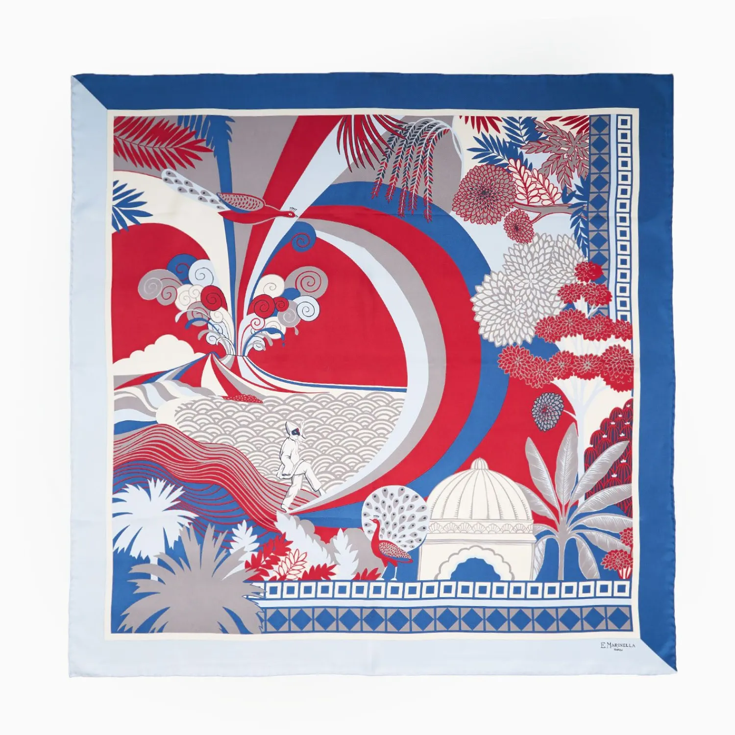 Light Blue And Blue Silk Scarf 90 - Pulcinella In Naples>E.Marinella Discount