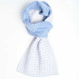 Light Blue And White Two-Tone Cashmere Neck Warmer - Geometric Pattern>E.Marinella Fashion