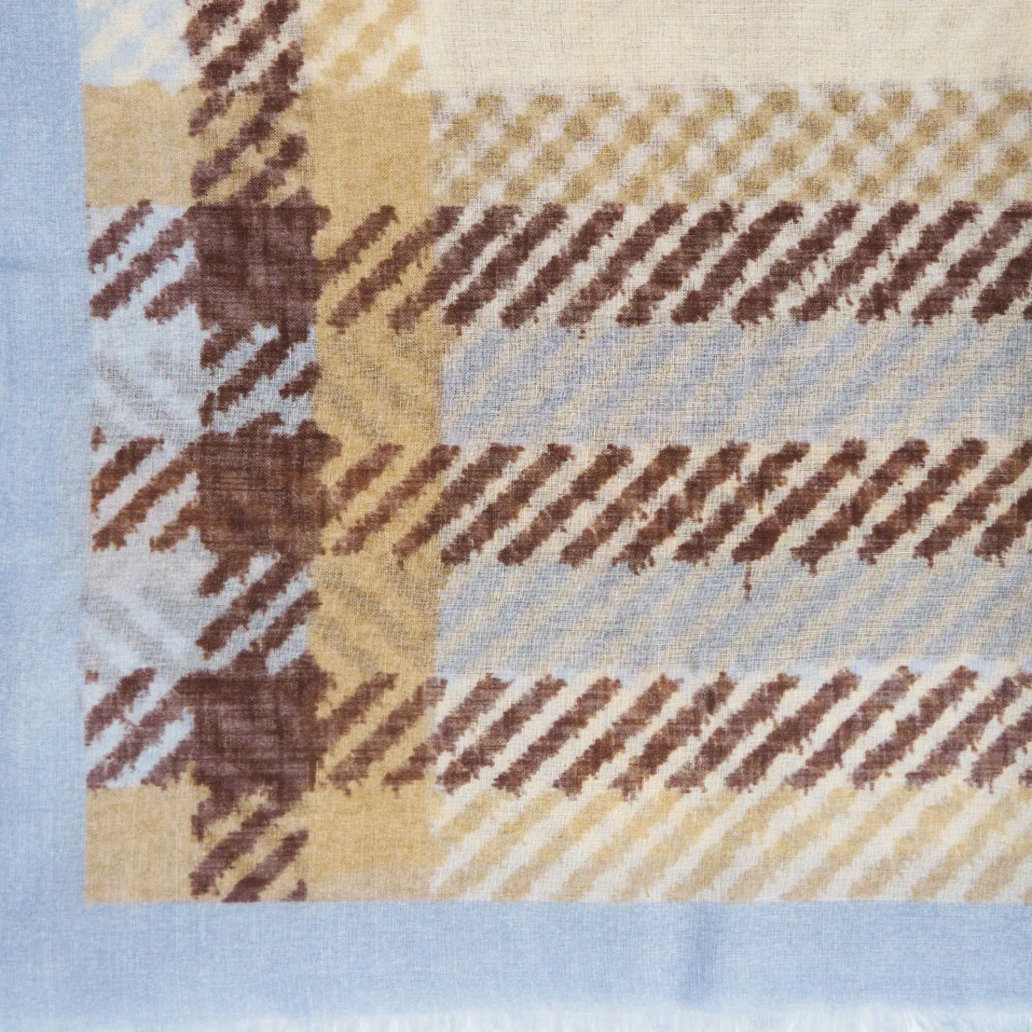 Light Blue Cashmere And Silk Stole - Tartan Pattern>E.Marinella Clearance
