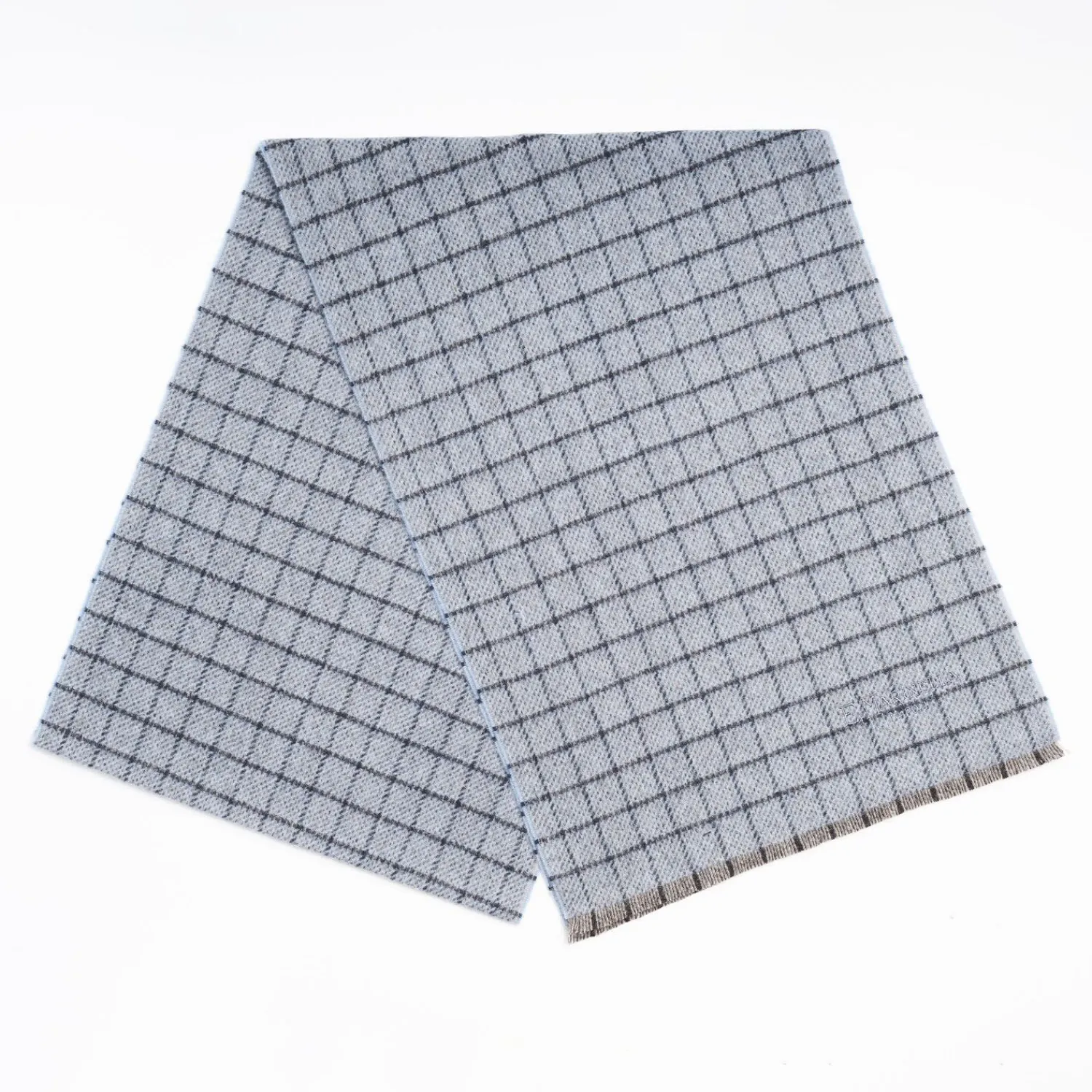 Light Blue Cashmere Small-Check Scarf>E.Marinella Flash Sale