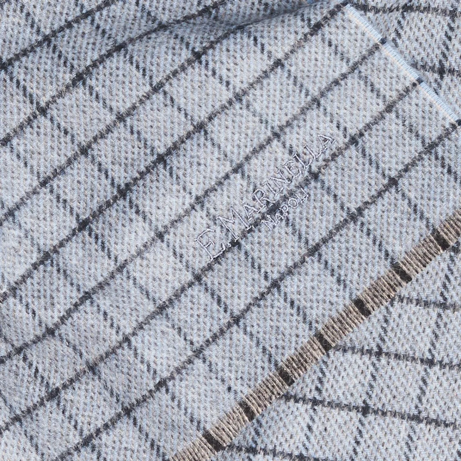 Light Blue Cashmere Small-Check Scarf>E.Marinella Flash Sale
