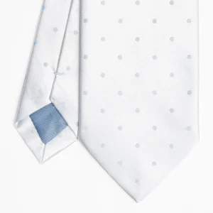 Light Blue Cerimonial Silk Satin Tie Polka Dot Pattern>E.Marinella Shop