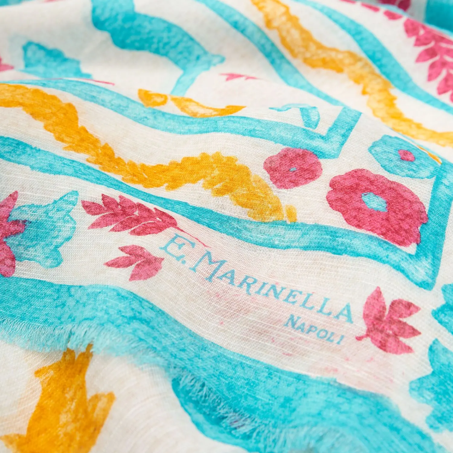 Light Blue Cotton And Linen Scarf - Summer Vibes>E.Marinella Fashion