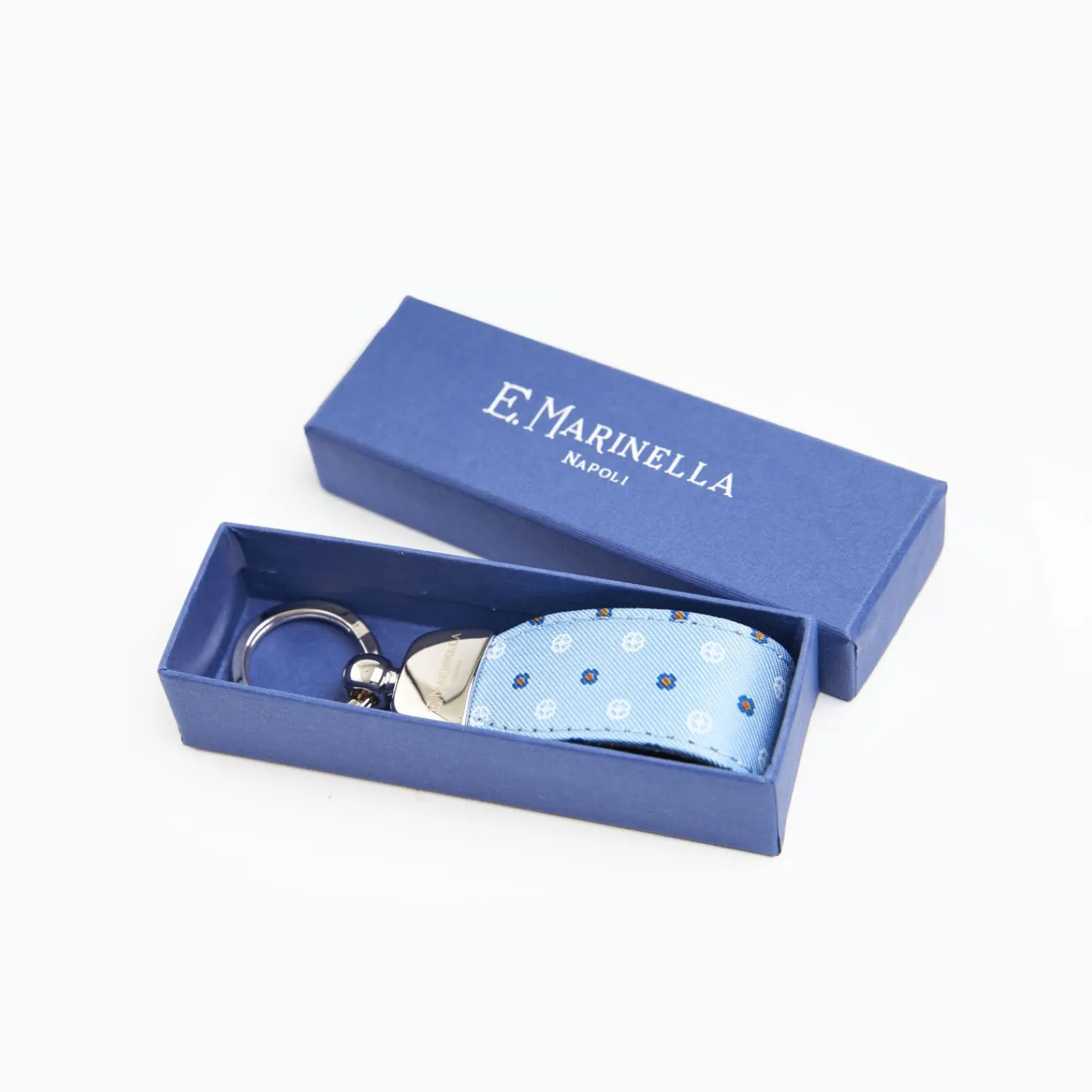 Light Blue Keyfob In Silk And Leather>E.Marinella Store
