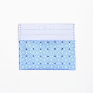 Light Blue Leather And Silk Credit Card Holder - 5 Compartments>E.Marinella Cheap