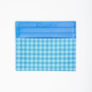 Light Blue Leather And Silk Credit Card Holder - 5 Compartments>E.Marinella Discount