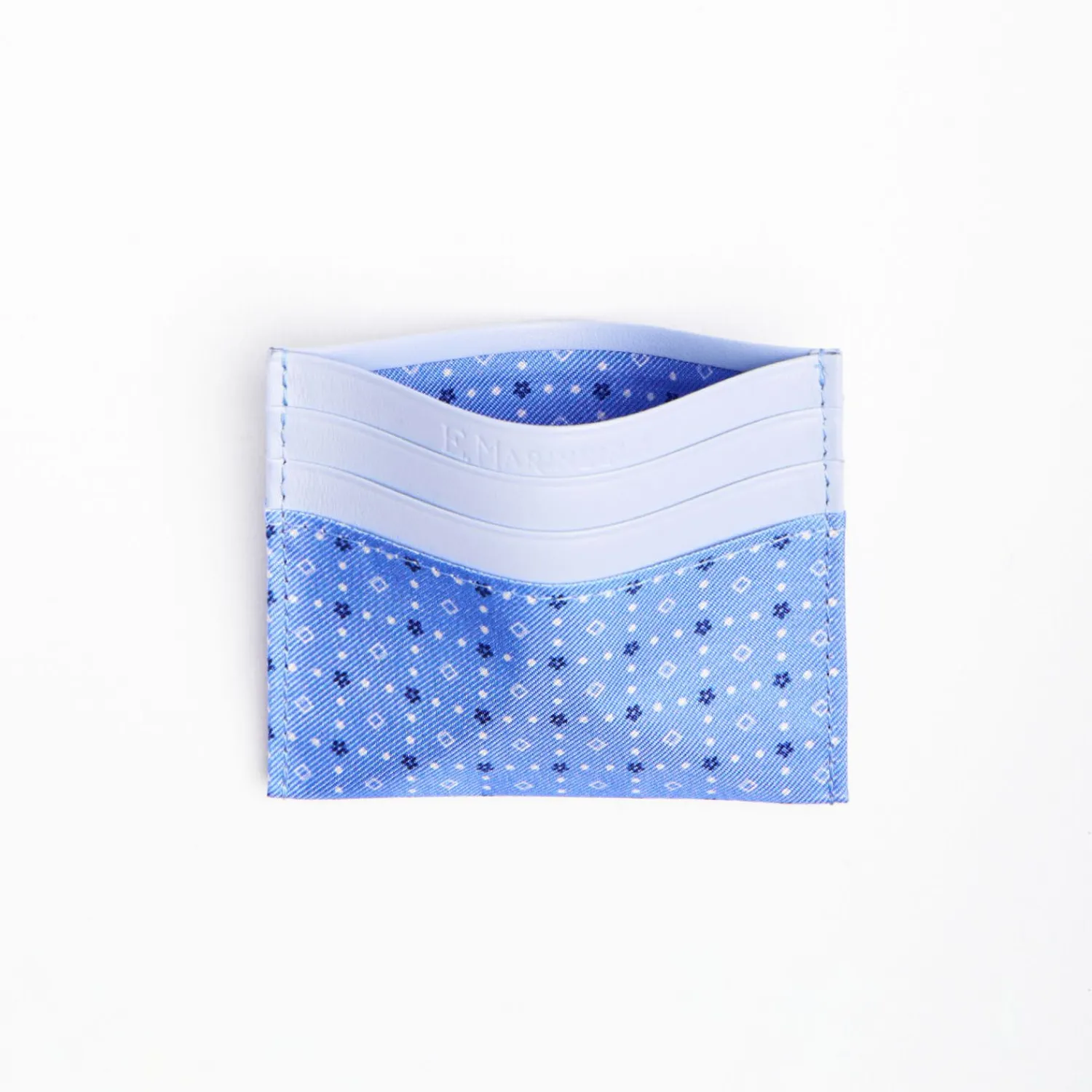 Light Blue Leather And Silk Credit Card Holder - 5 Compartments>E.Marinella Cheap