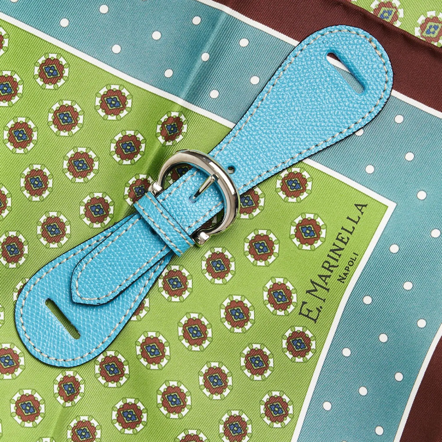 Light Blue Leather Scarf-Buckle>E.Marinella Cheap