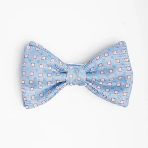 Light Blue Pre-Knotted Bowtie - Small Geometric Pattern>E.Marinella Cheap
