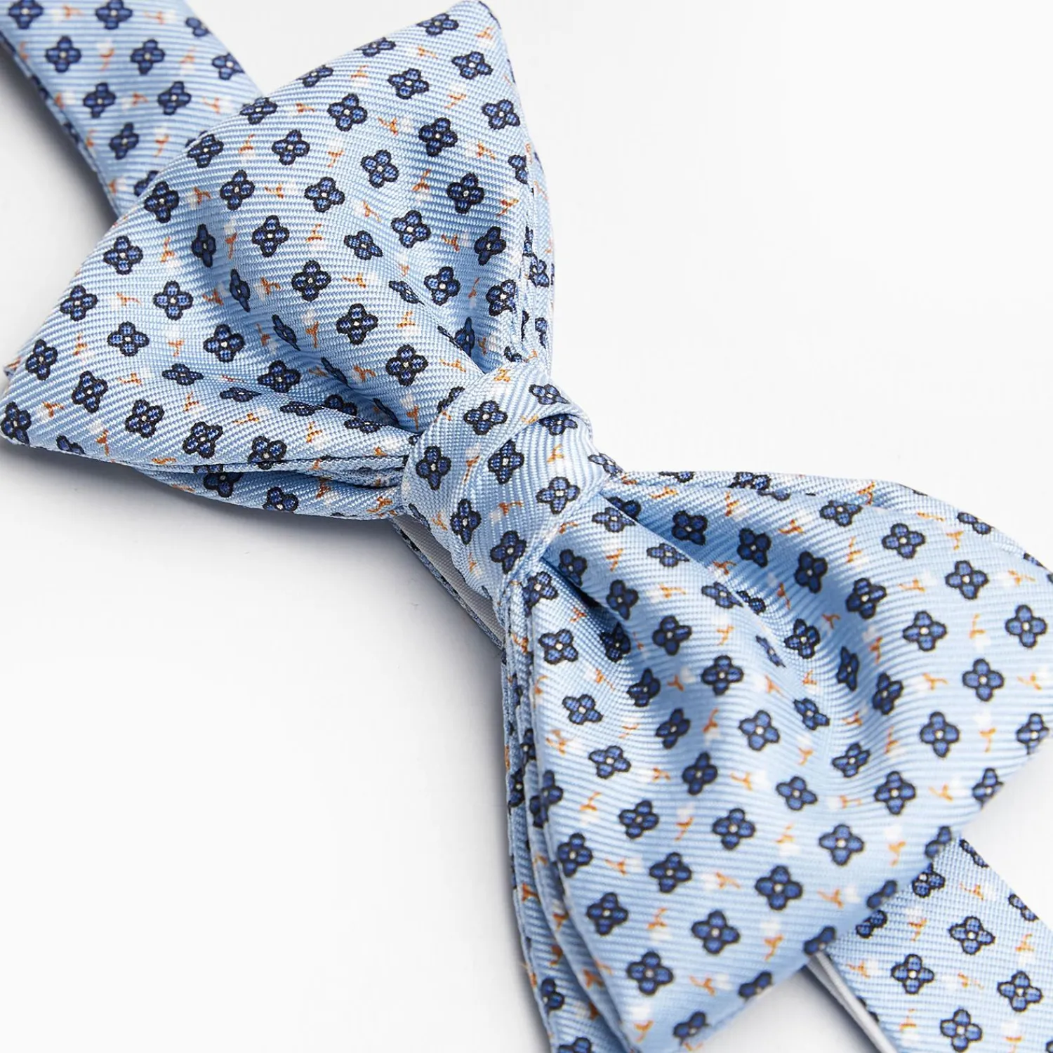 Light Blue Pre-Knotted Bowtie - Small Flower Pattern>E.Marinella Outlet