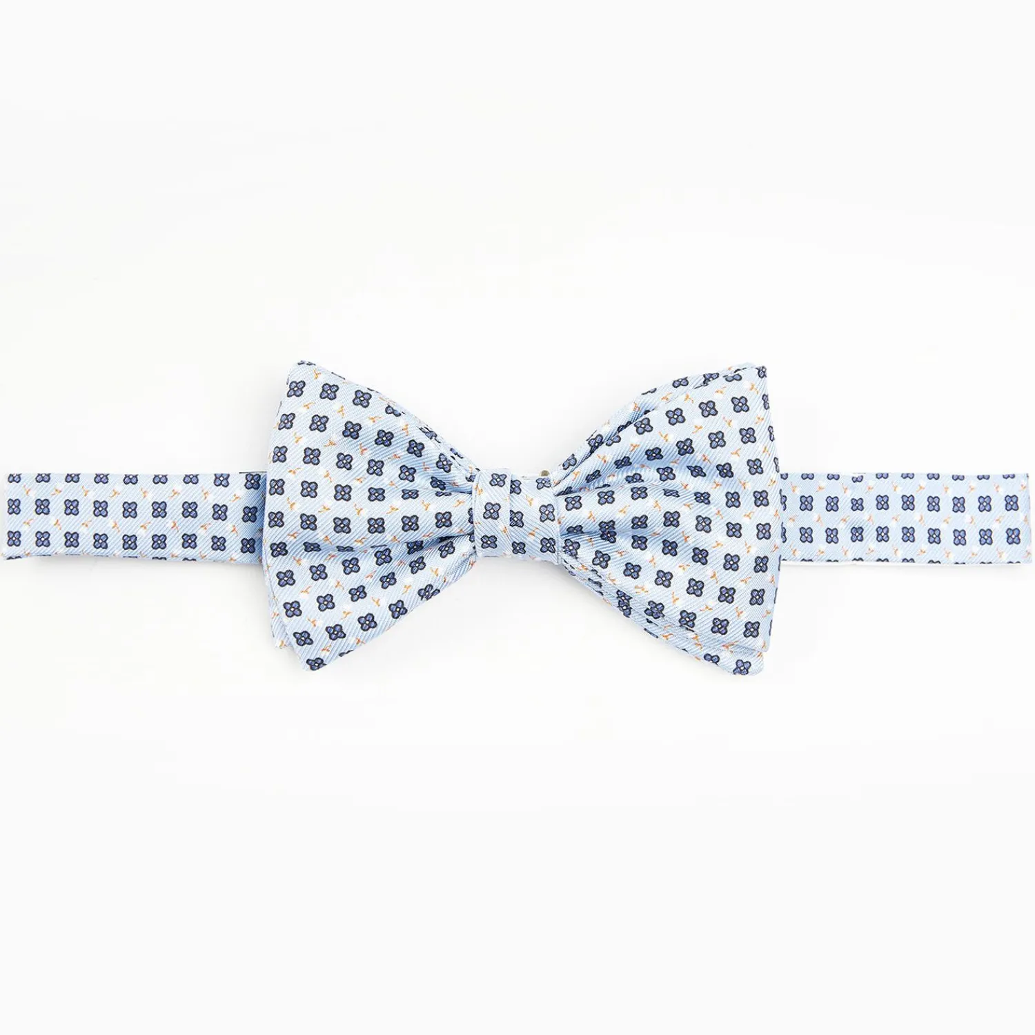 Light Blue Pre-Knotted Bowtie - Small Flower Pattern>E.Marinella Outlet