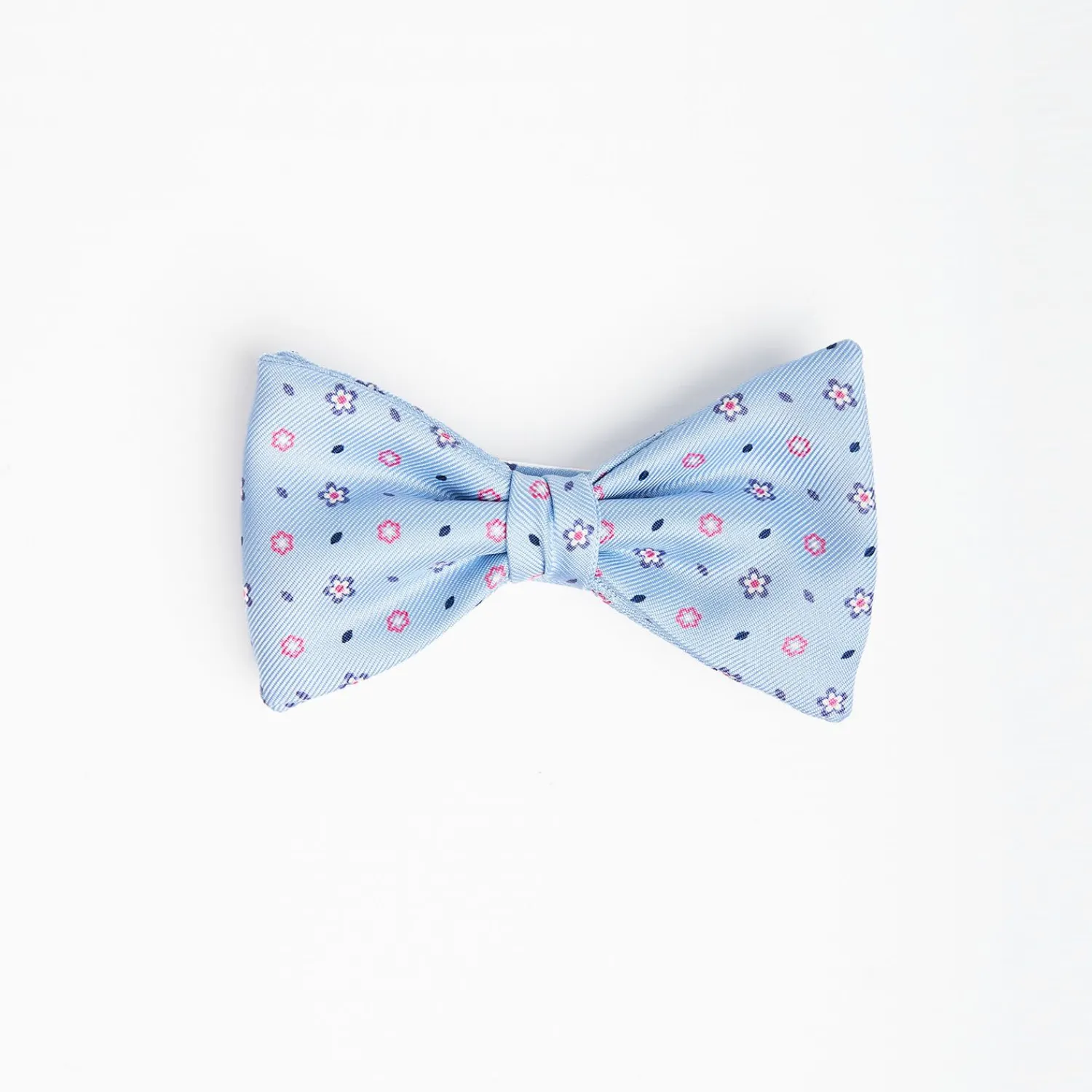 Light Blue Pre-Knotted Silk Bowtie - Small Flower Pattern>E.Marinella Best Sale