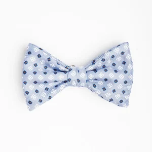 Light Blue Pre-Knotted Silk Bowtie - Small Flower Pattern>E.Marinella Fashion