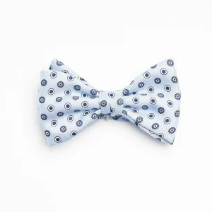 Light Blue Pre-Knotted Silk Bowtie- Small Geometric Pattern>E.Marinella Clearance