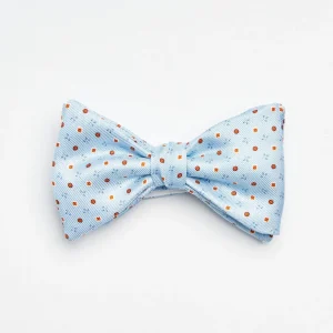 Light Blue Pre-Knotted Silk Bowtie- Small Flower Pattern>E.Marinella Best Sale