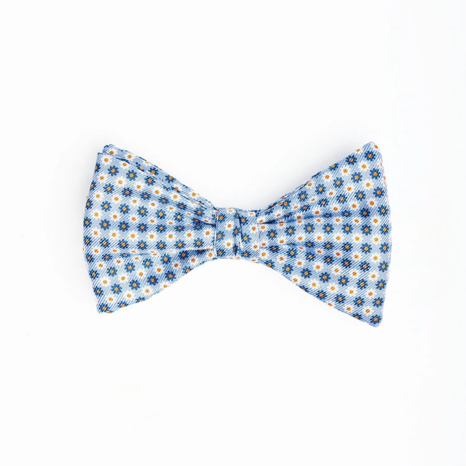 Light Blue Pre-Knotted Silk Bowtie - Small Flower Pattern>E.Marinella Clearance