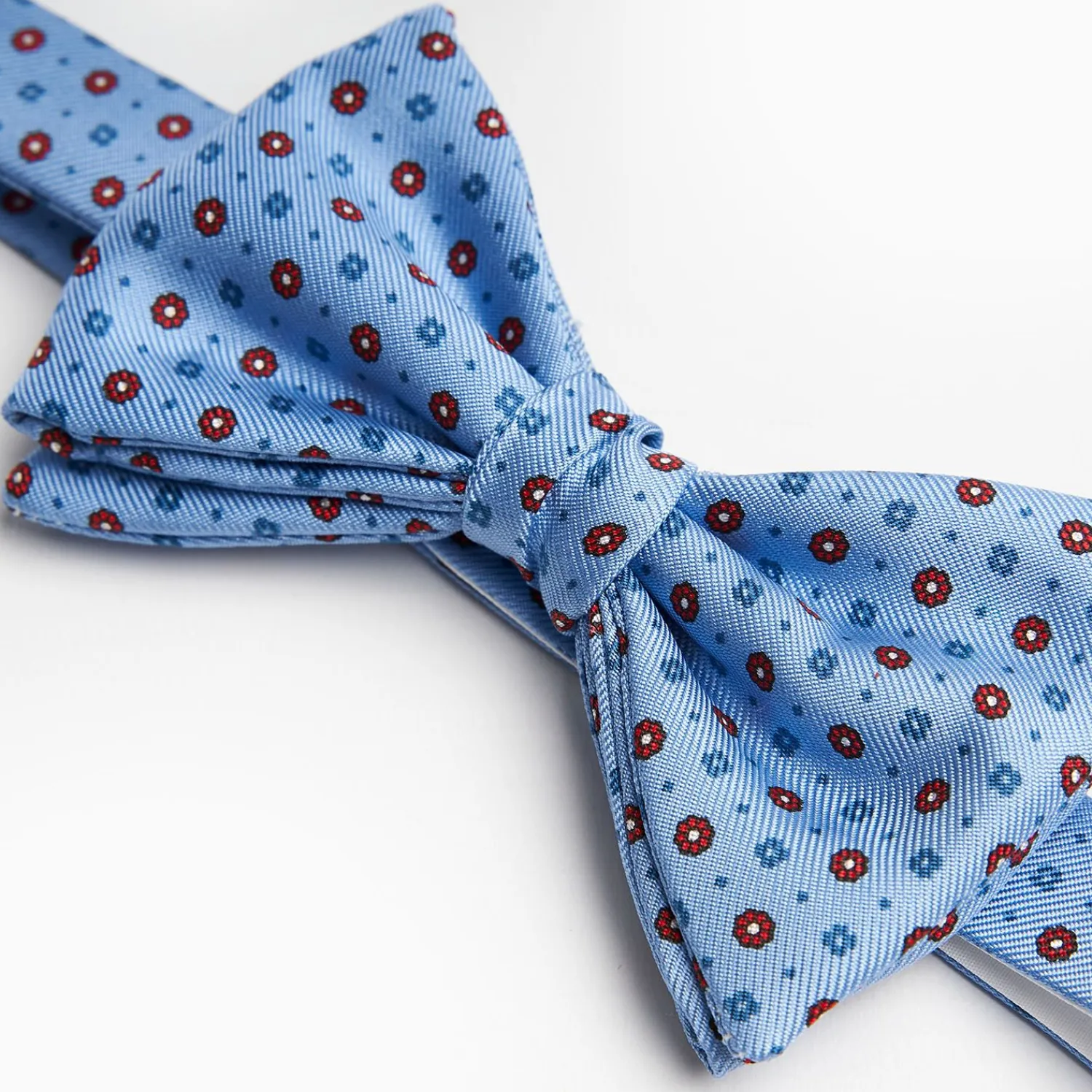 Light Blue Pre-Knotted Silk Bowtie - Small Flower Pattern>E.Marinella Cheap