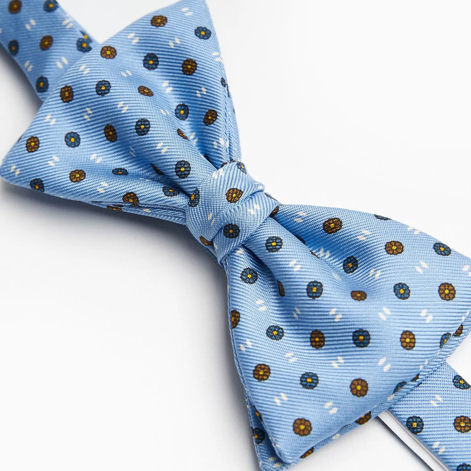 Light Blue Pre-Knotted Silk Bowtie - Small Flower Pattern>E.Marinella Best Sale