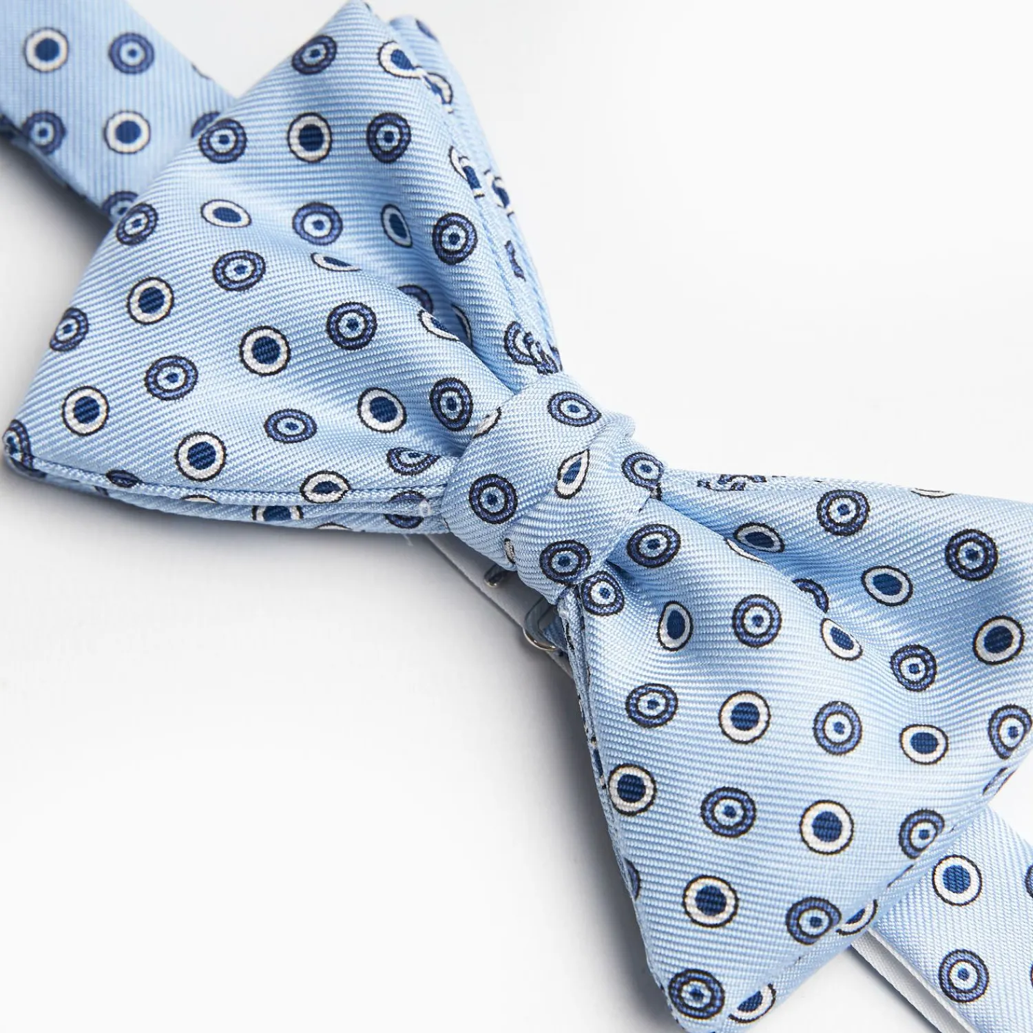 Light Blue Pre-Knotted Silk Bowtie- Small Geometric Pattern>E.Marinella Clearance
