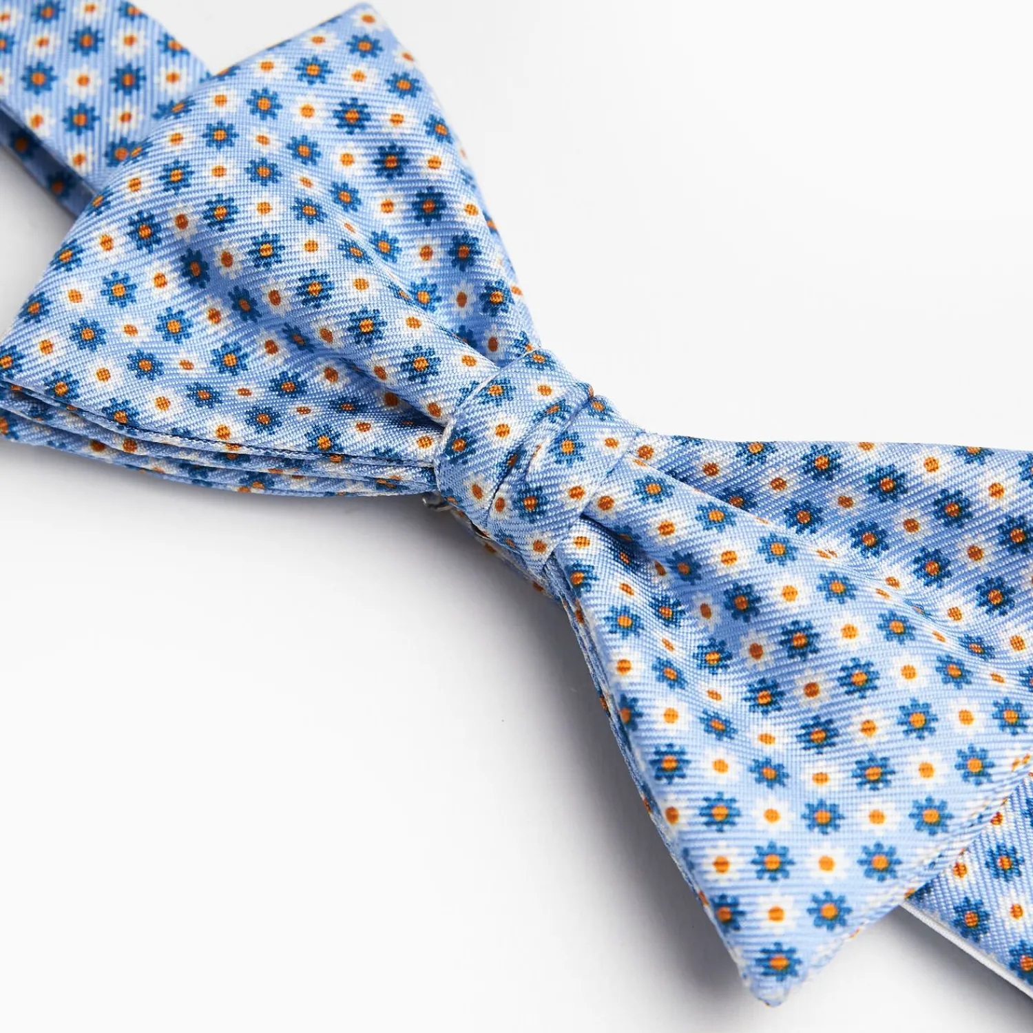 Light Blue Pre-Knotted Silk Bowtie - Small Flower Pattern>E.Marinella Clearance