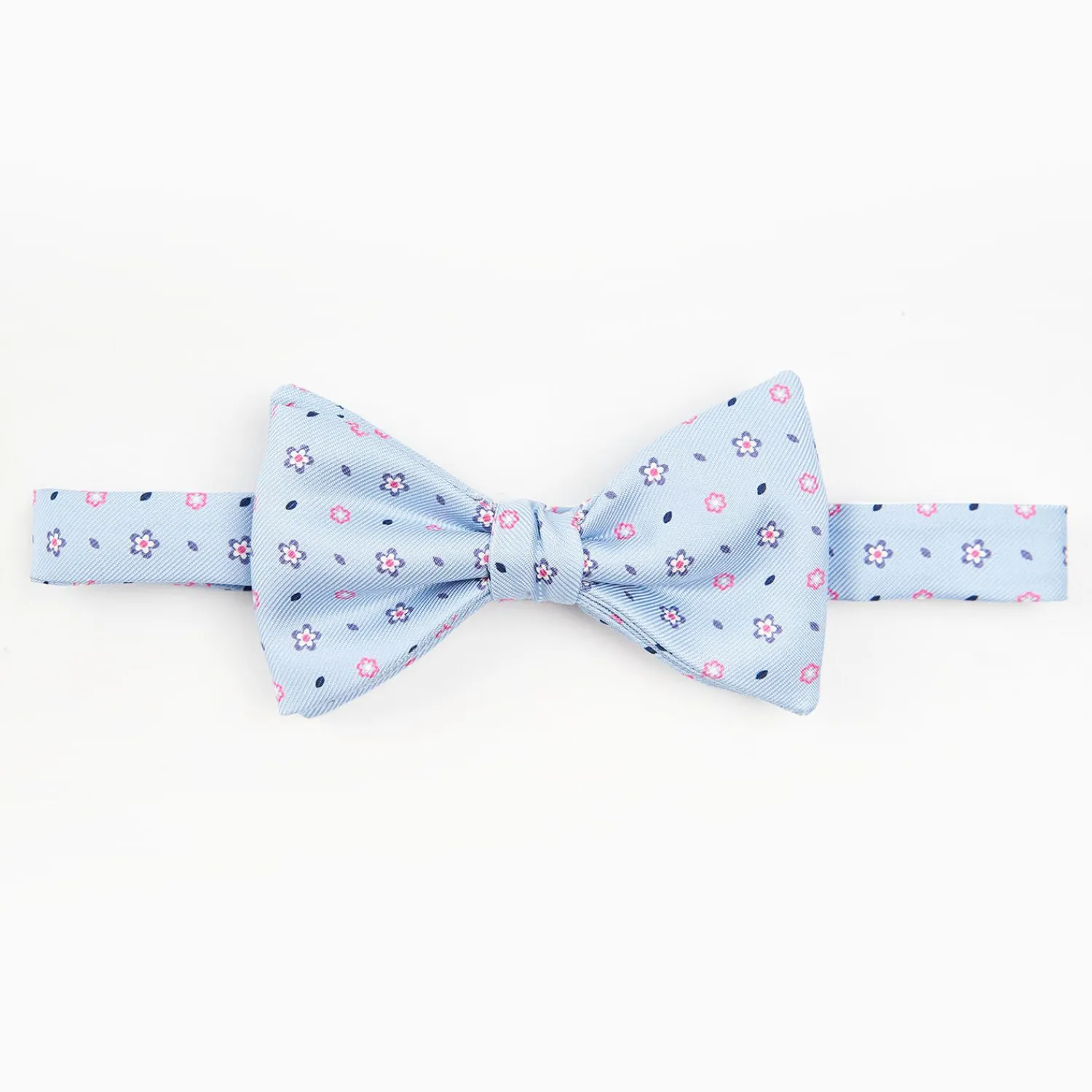 Light Blue Pre-Knotted Silk Bowtie - Small Flower Pattern>E.Marinella Best Sale
